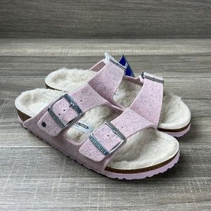 NWT Birkenstock Arizona Rivet Wool Soft Pink Sandals 7-7.5 US / 38 EUR